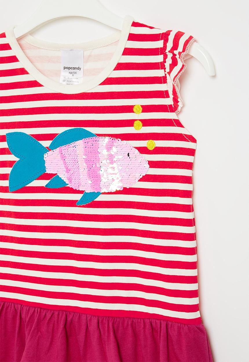 Pop Candy - Girls stripe dress - red