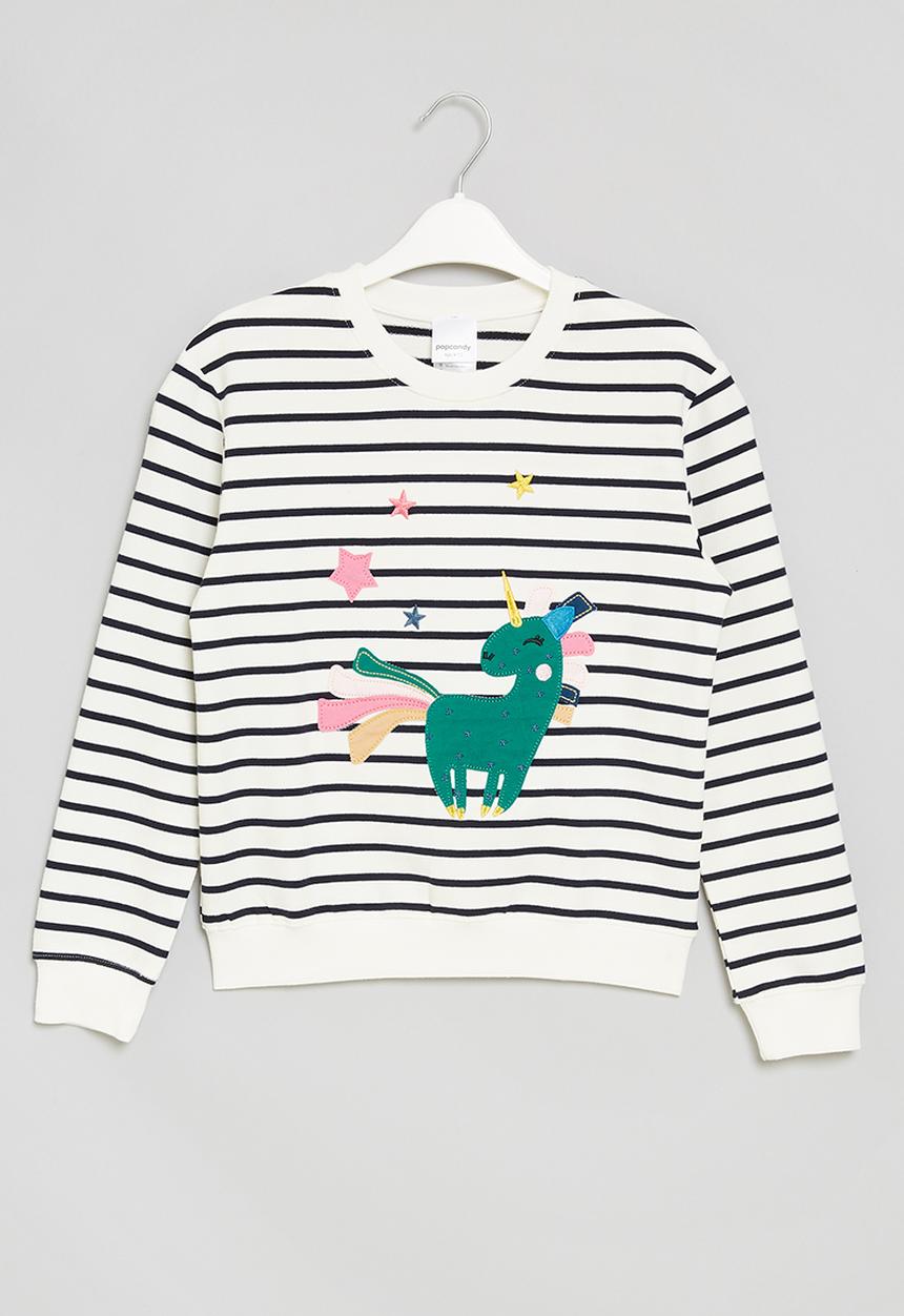 Pop Candy - Girls stripe crew sweatshirt - multi