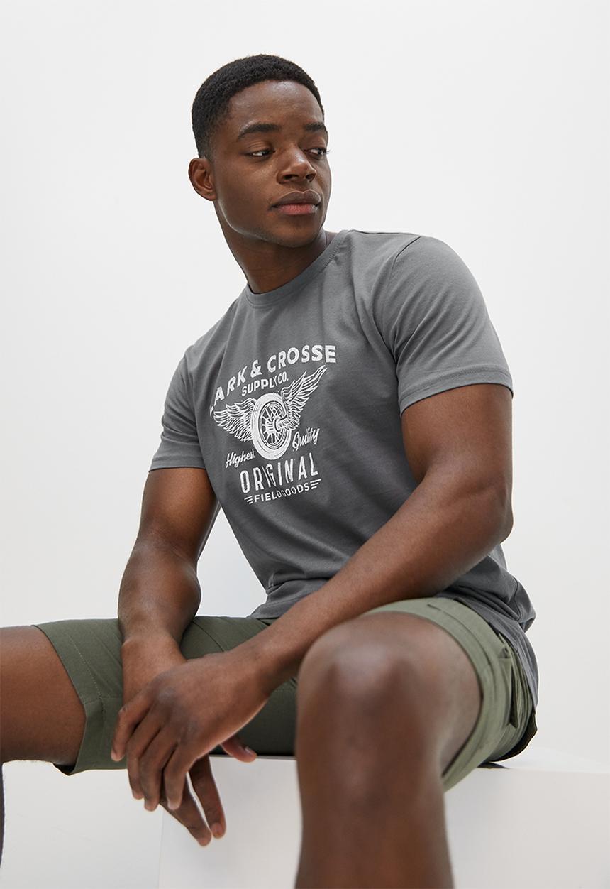 Lark & Crosse - L&c graphic crew neck tee - charcoal grey