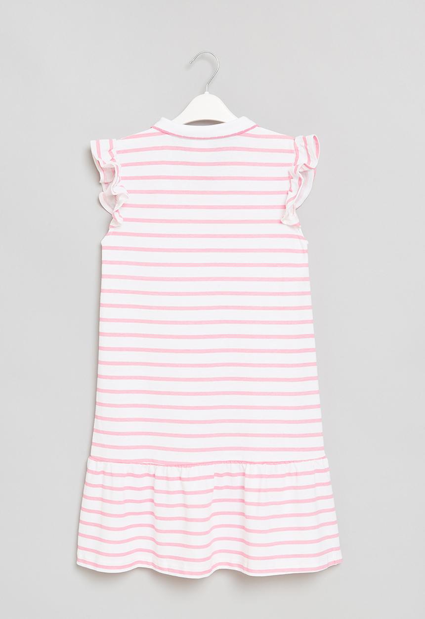 Pop Candy - Girls stripe golfer dress - white & pink