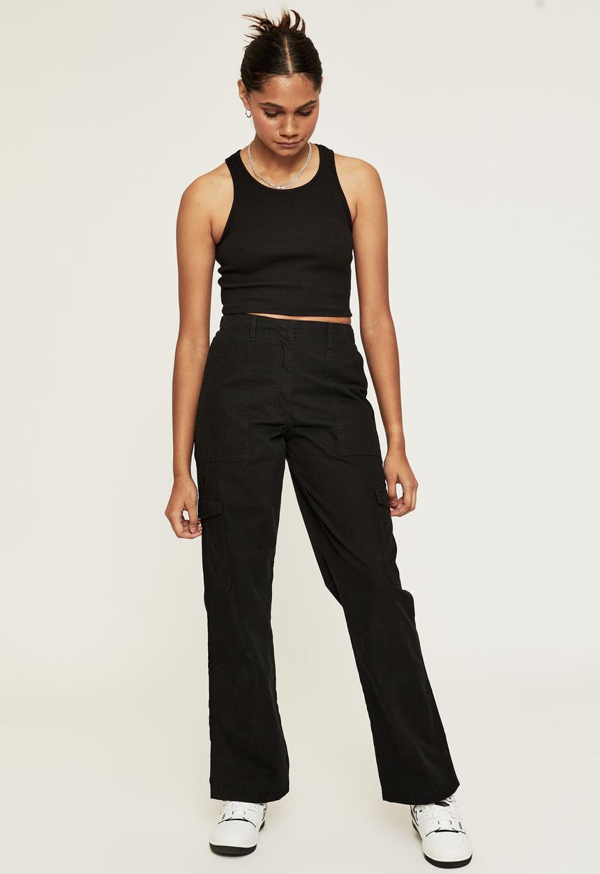 Supré  - April cropped rib tank - black