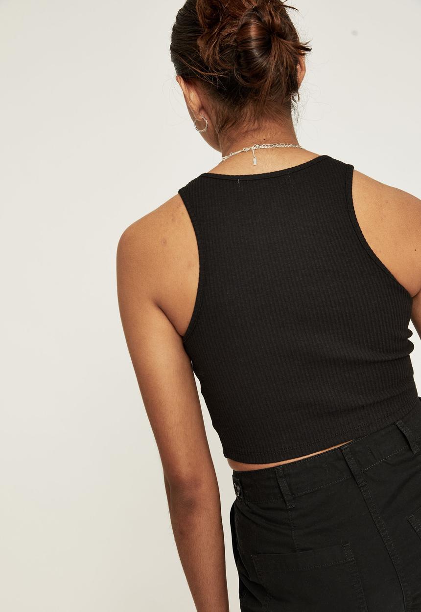 Supré  - April cropped rib tank - black