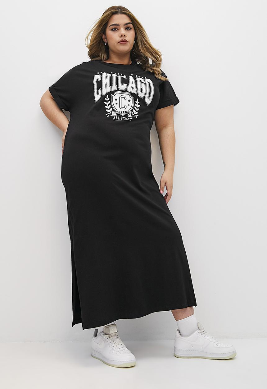 Blake - Graphic midi T-shirt dress - black