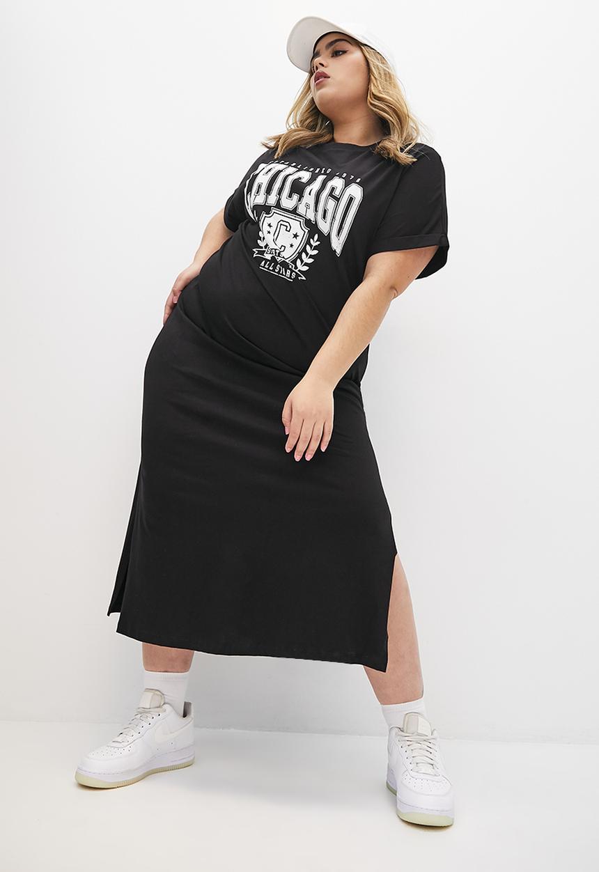 Blake - Graphic midi T-shirt dress - black