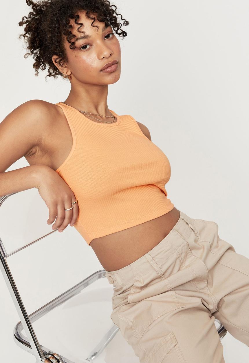 Supré  - April cropped rib tank - soft papaya