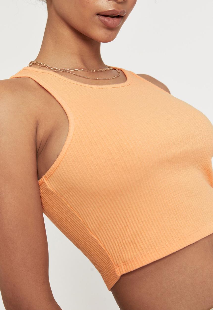 Supré  - April cropped rib tank - soft papaya