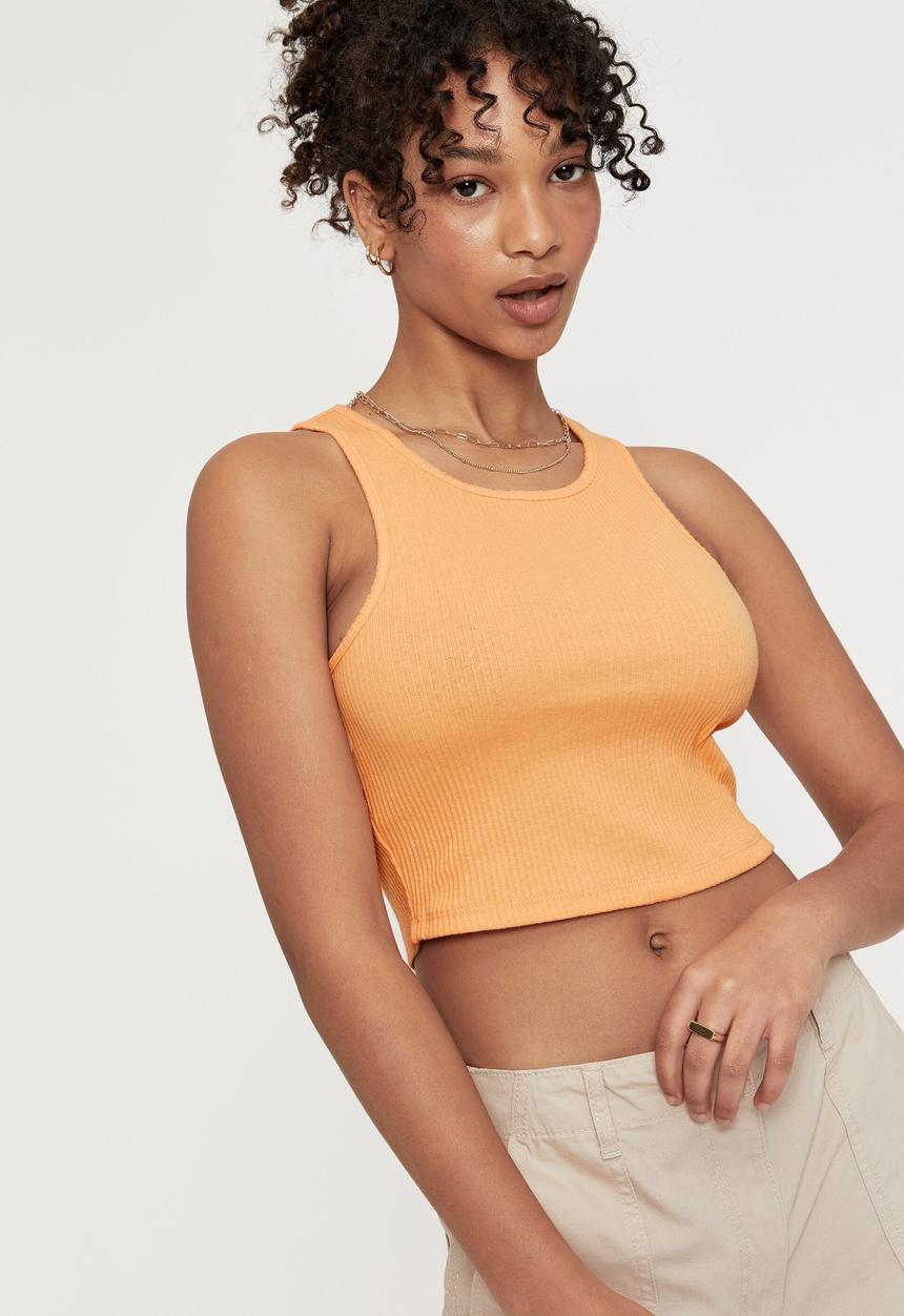 Supré  - April cropped rib tank - soft papaya