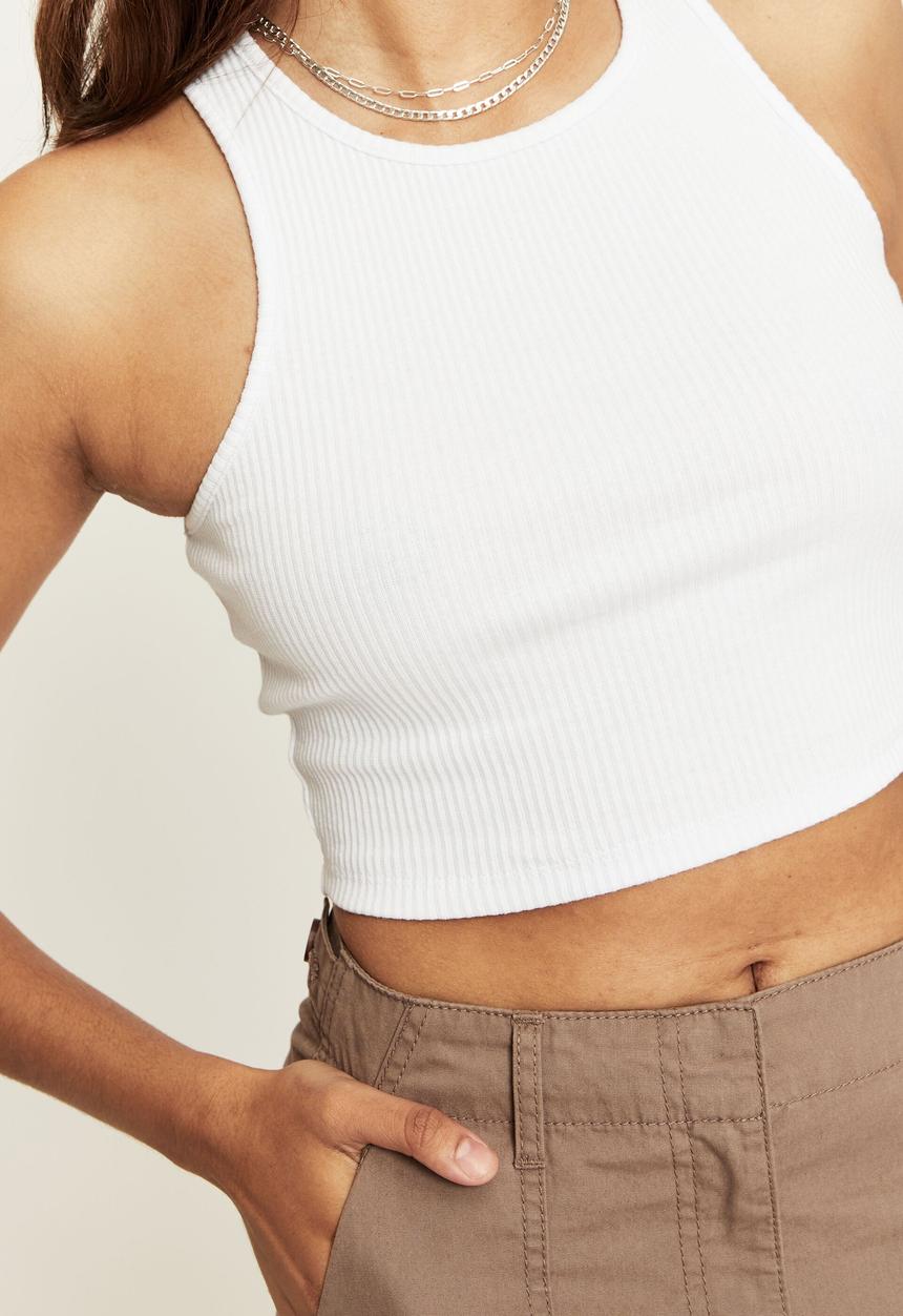 Supré  - April cropped rib tank - white