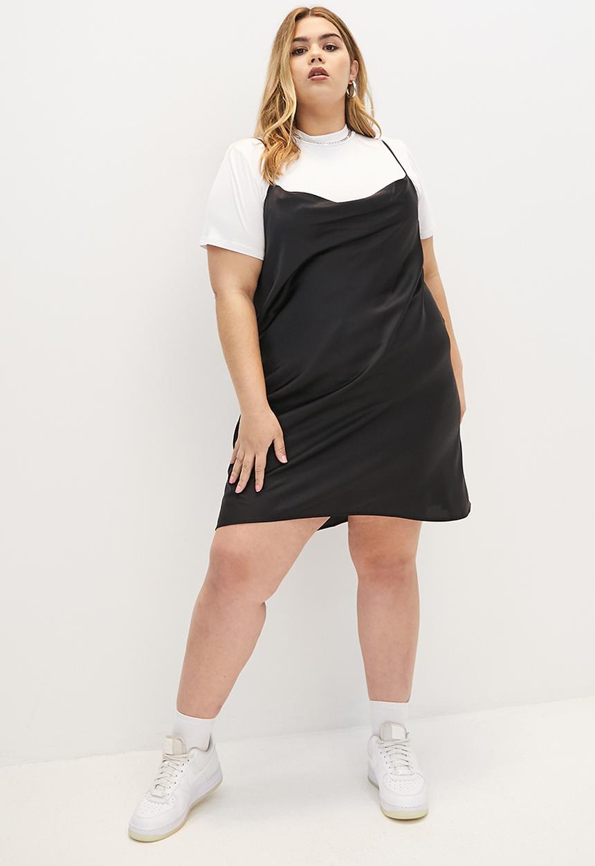 Blake - Satin cowl mini dress - black