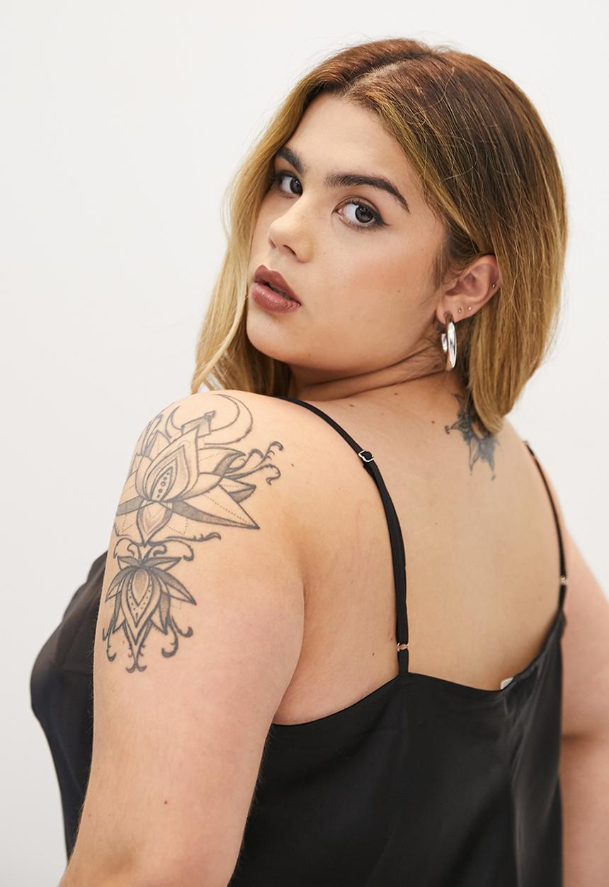 Blake - Satin cowl mini dress - black