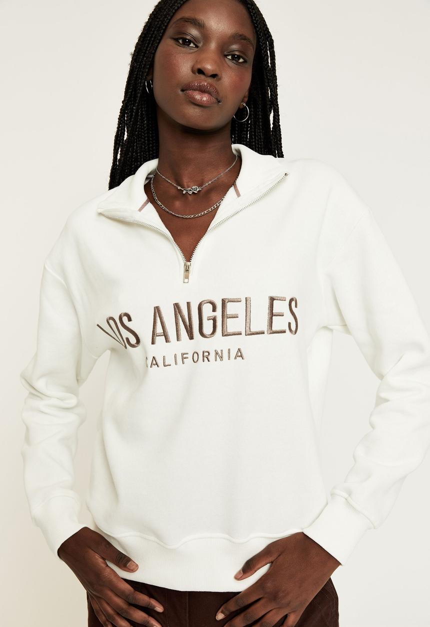 Supré  - Bobby zip through sweat - winter white los angeles