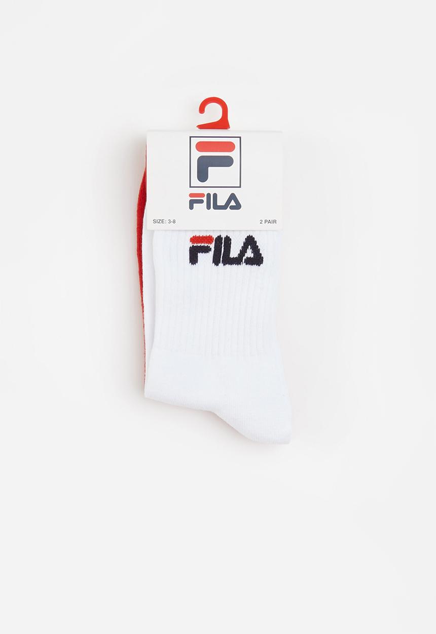 FILA - Sicily 3/4 sock 2 pack - white & chinese red
