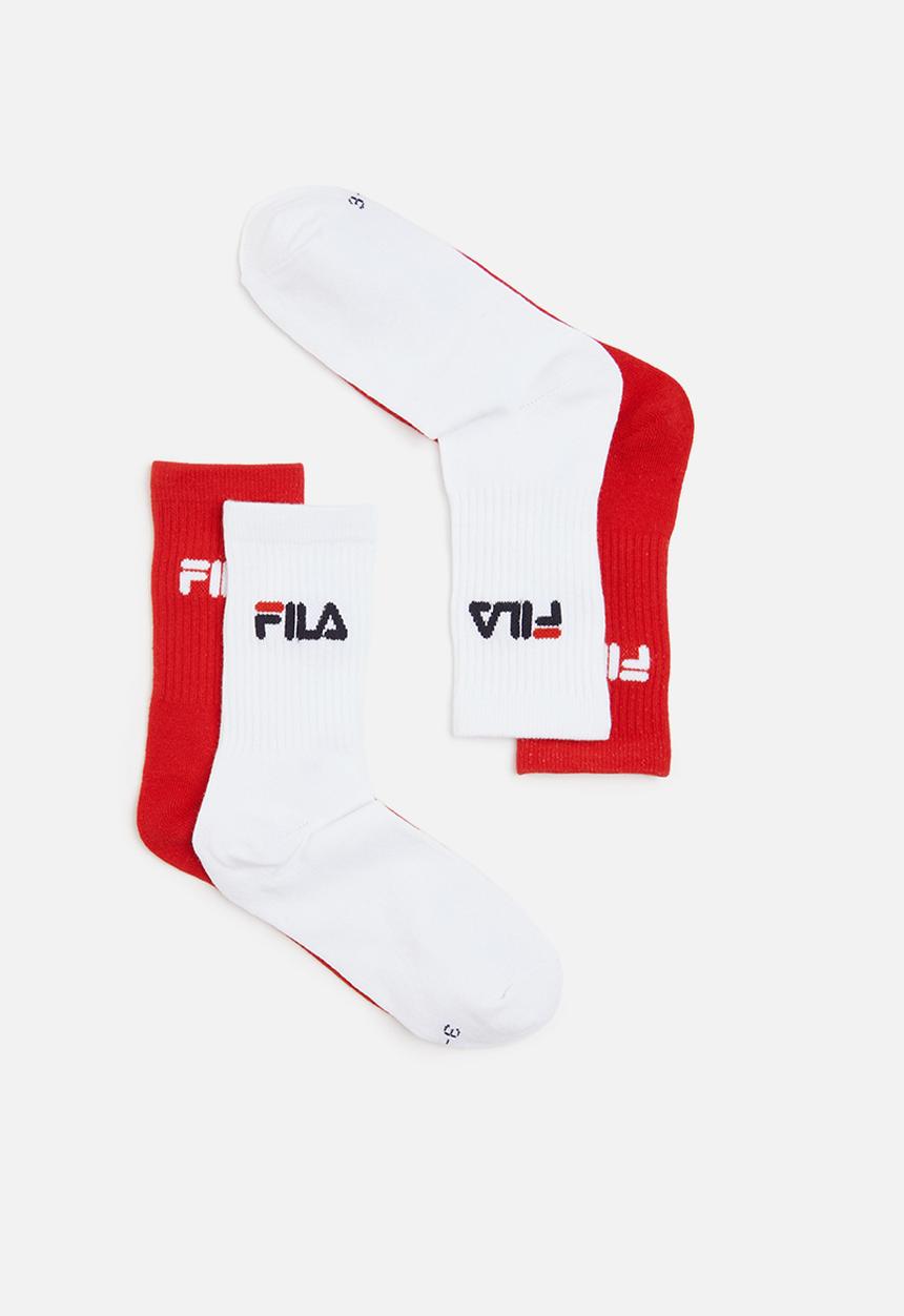 FILA - Sicily 3/4 sock 2 pack - white & chinese red