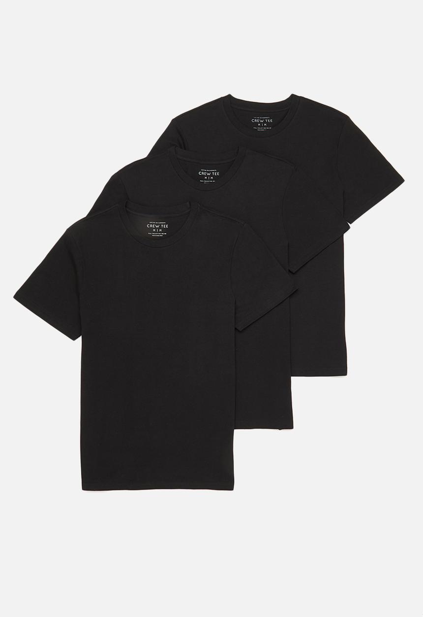 Cotton On - Mens essential crew 3 pack tee - black 