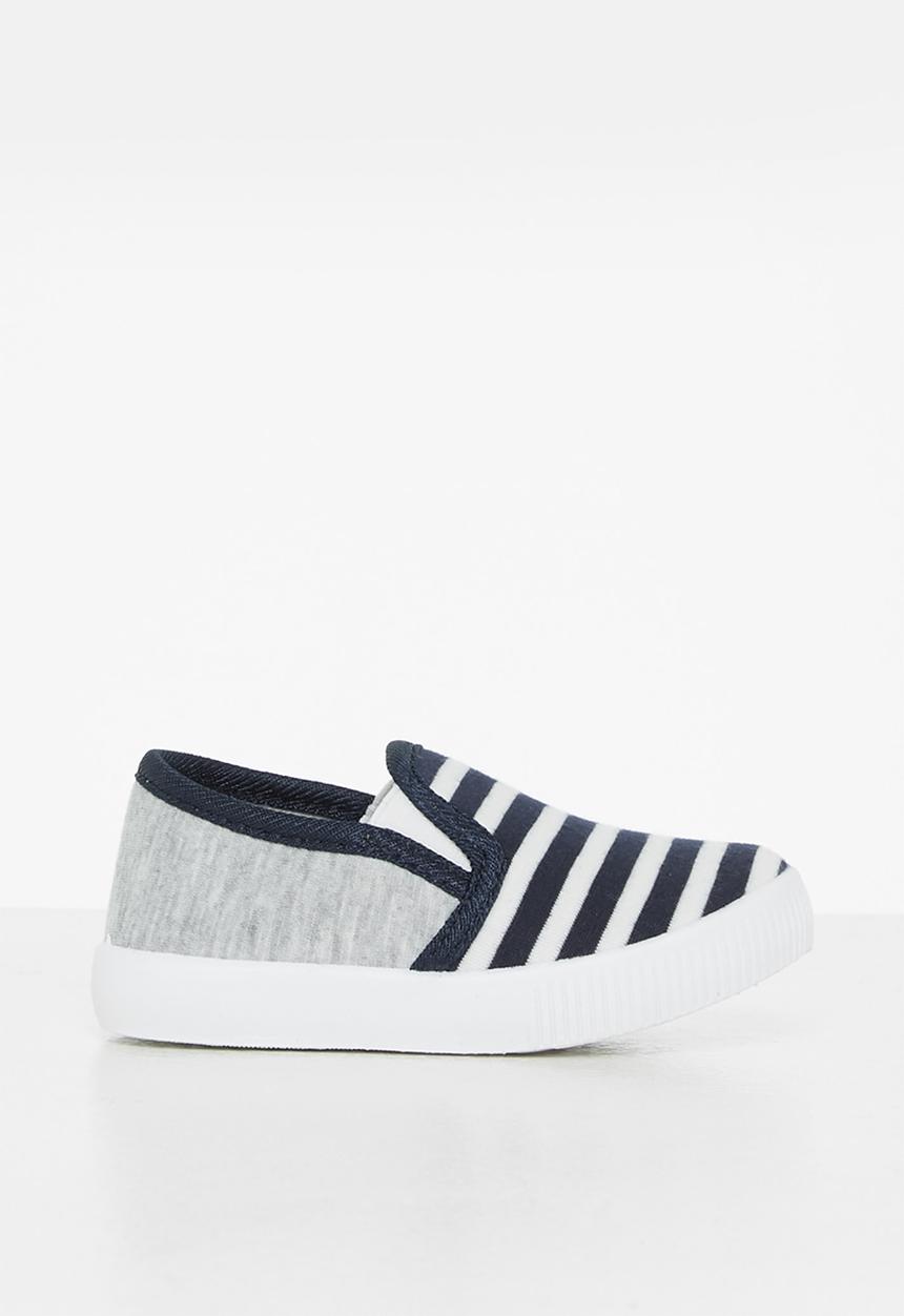 Pop Candy - Baby boys stripe slip on - navy