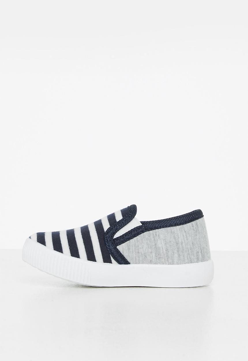 Pop Candy - Baby boys stripe slip on - navy