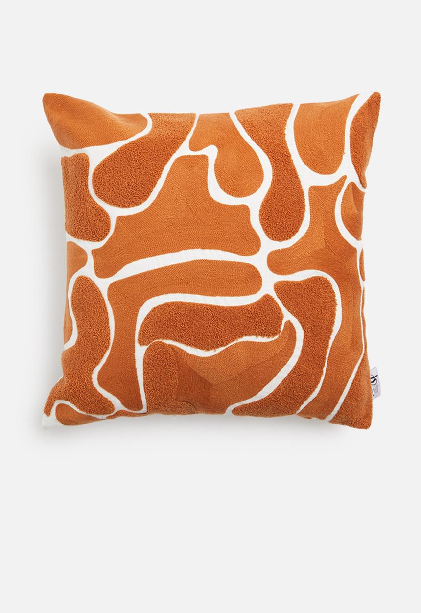 Sixth Floor - Puddle embroidered cushion cover - orange