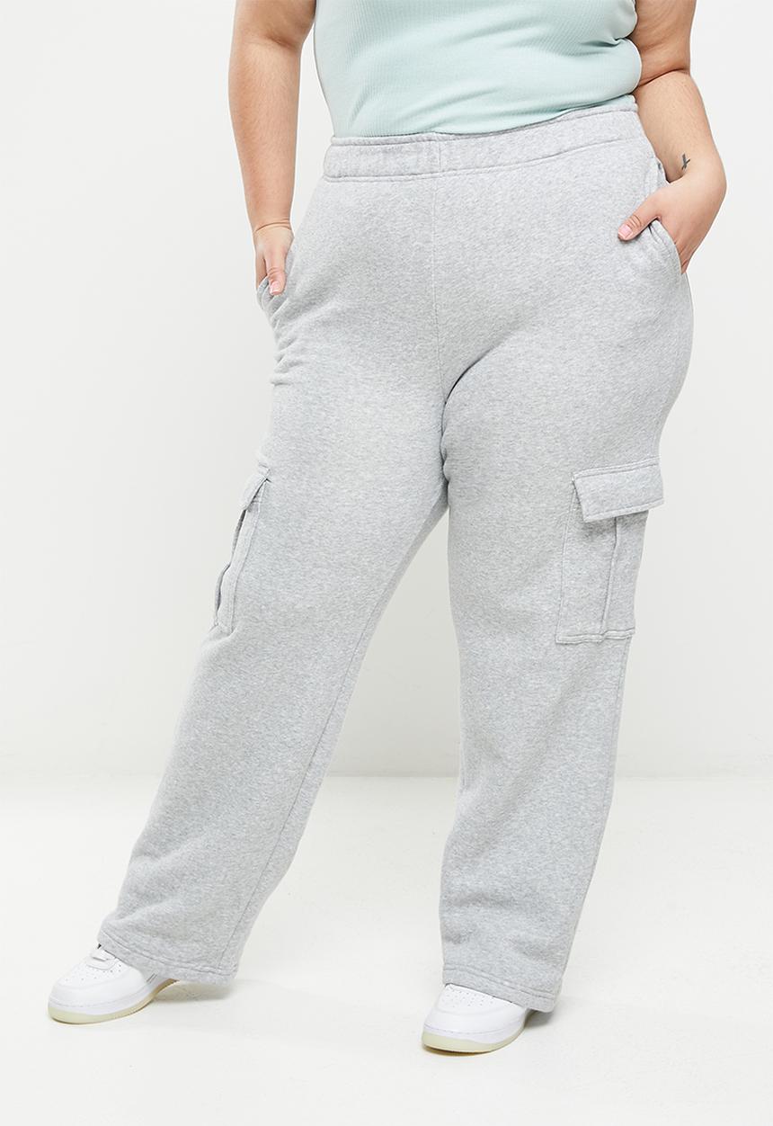 Cotton On - Curve straight leg utility trackpant - grey marle
