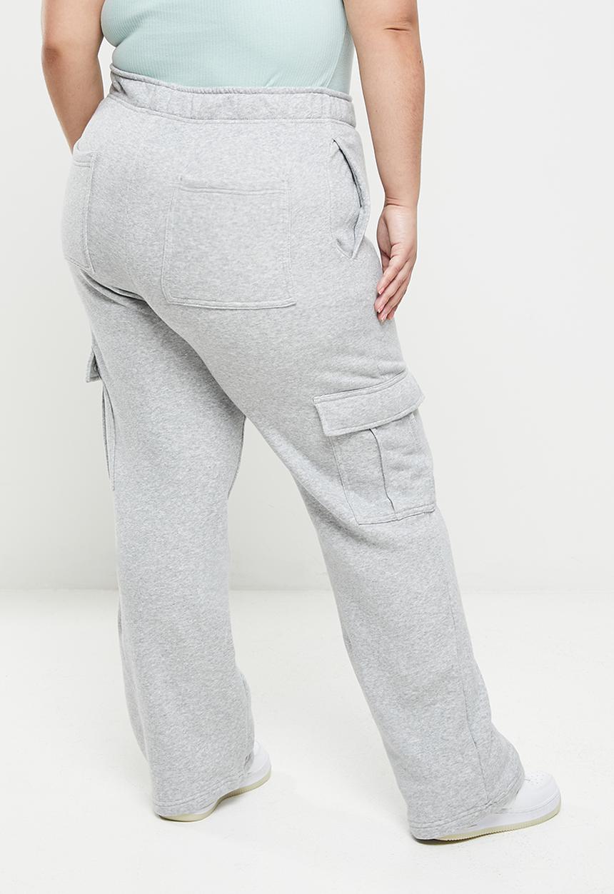 Cotton On - Curve straight leg utility trackpant - grey marle