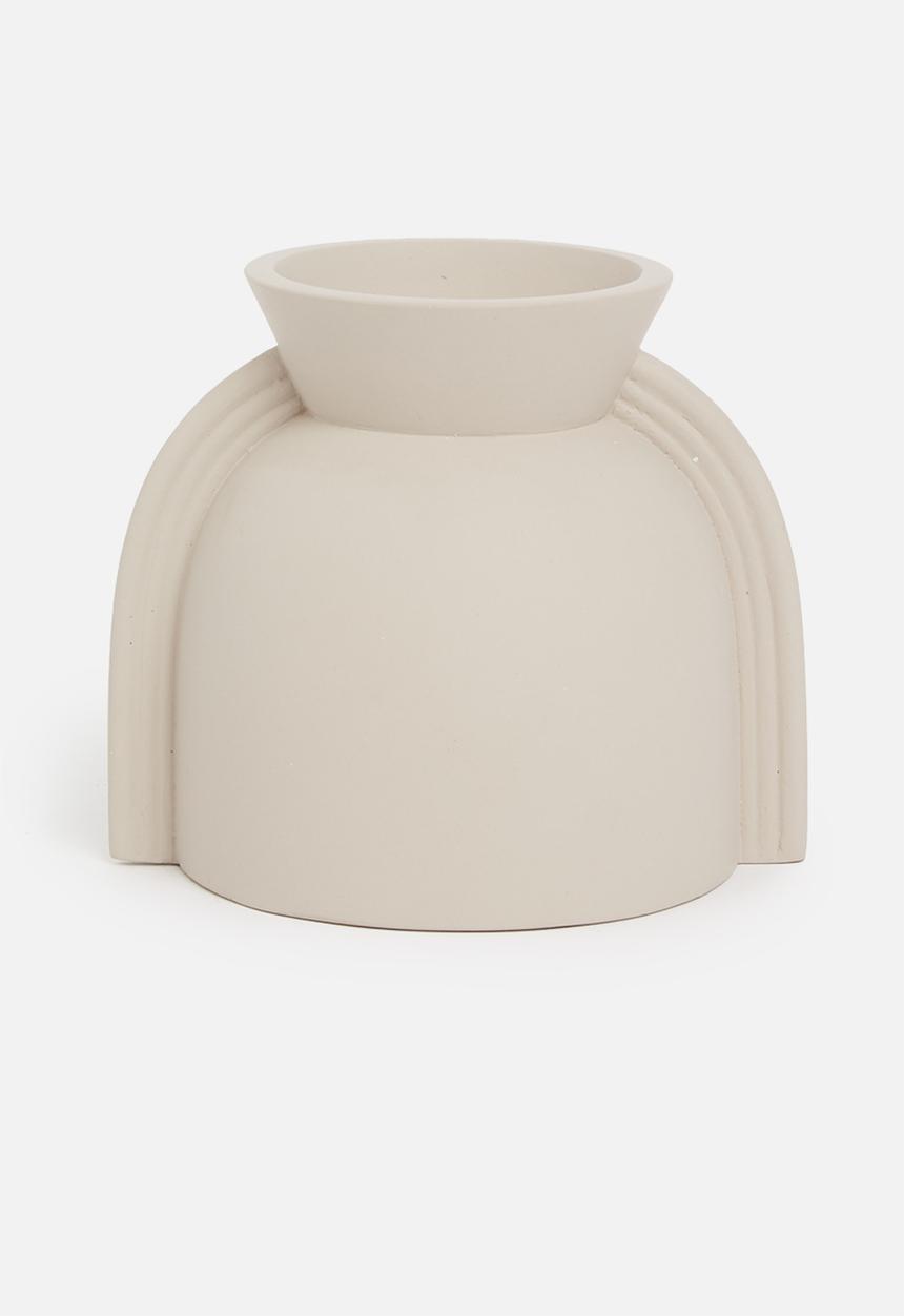 Sixth Floor - Wide funnel vase - beige