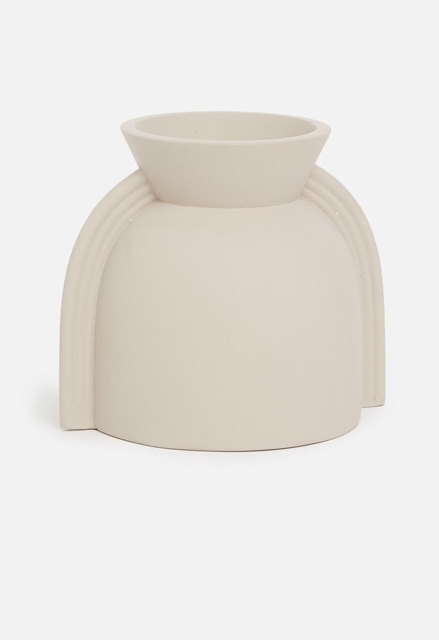Sixth Floor - Wide funnel vase - beige