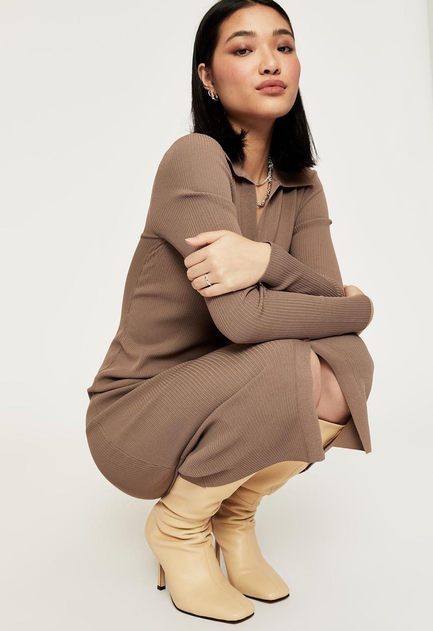 Supré  - Marcy knit cardigan midi dress - mink brown