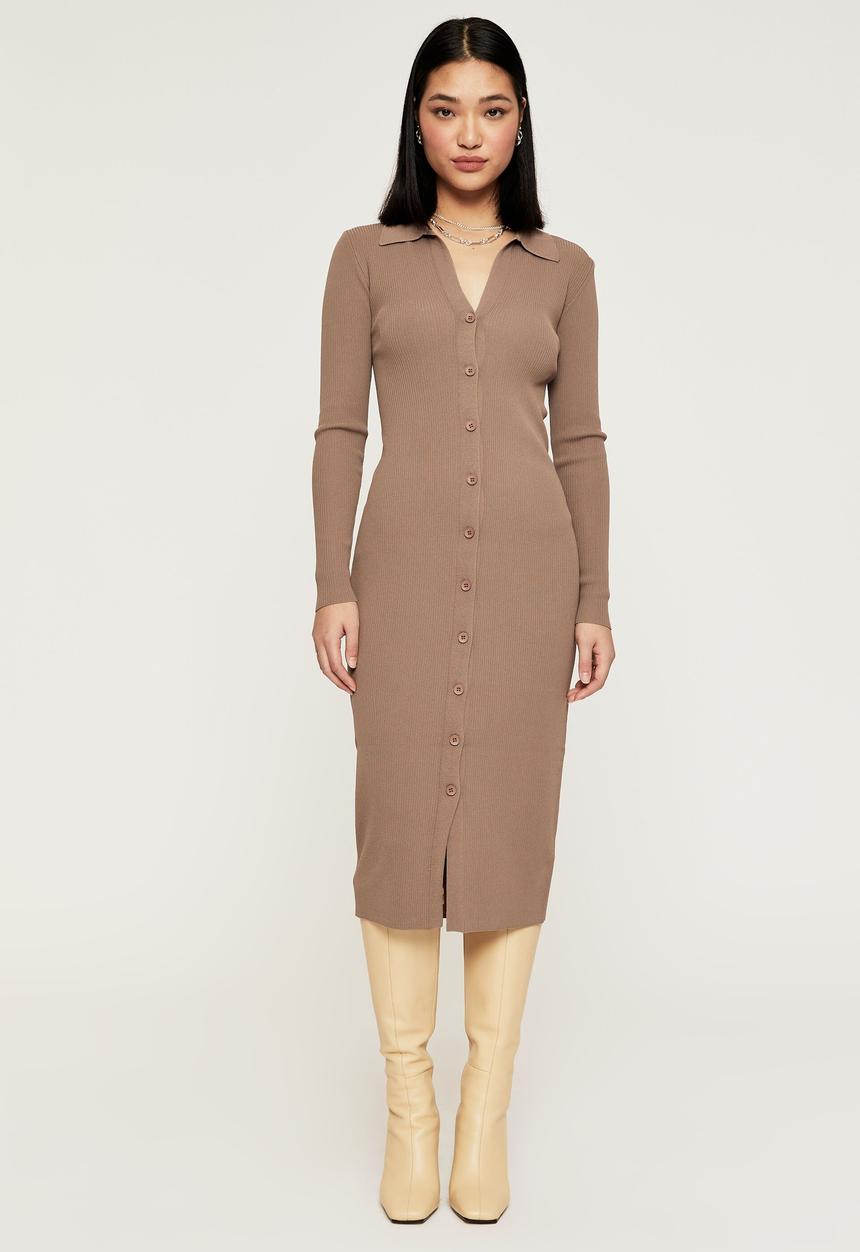 Supré  - Marcy knit cardigan midi dress - mink brown