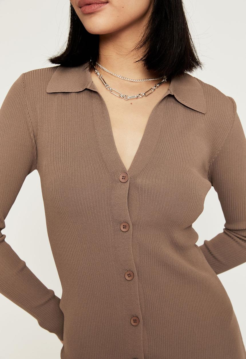 Supré  - Marcy knit cardigan midi dress - mink brown