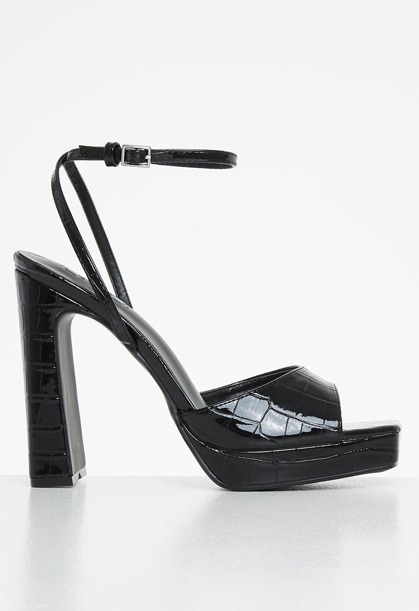 Z_Code_Z - Paola ankle tie square toe heel - black patent croc