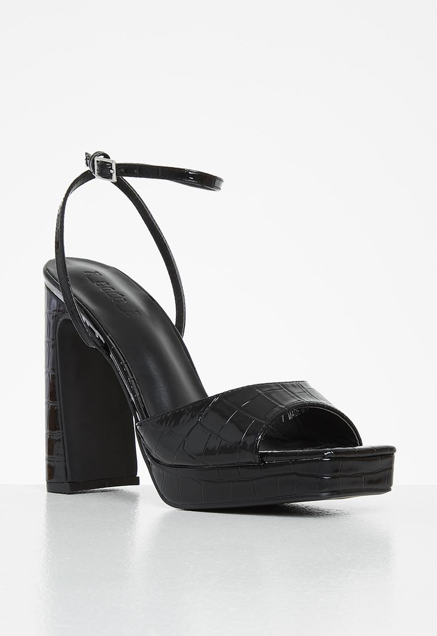 Z_Code_Z - Paola ankle tie square toe heel - black patent croc
