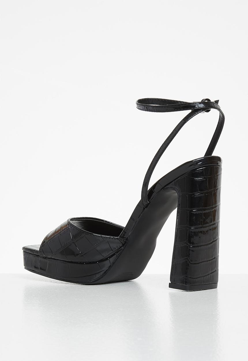 Z_Code_Z - Paola ankle tie square toe heel - black patent croc