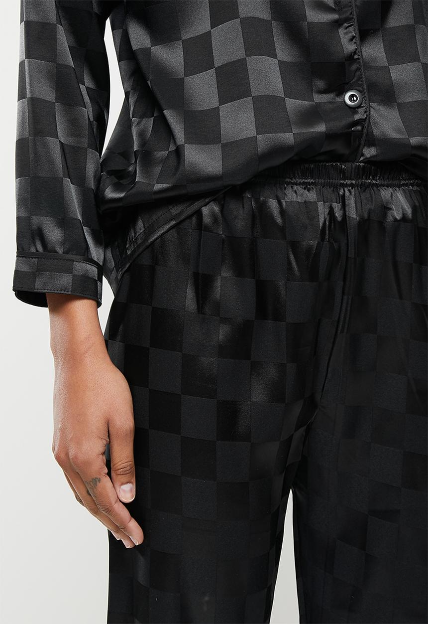 dailyfriday - Textured satin sleep set - black