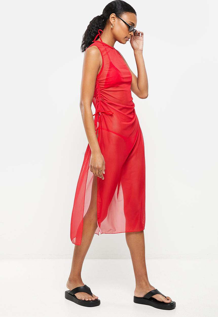 dailyfriday - 3 Piece bikini and cover up set - red