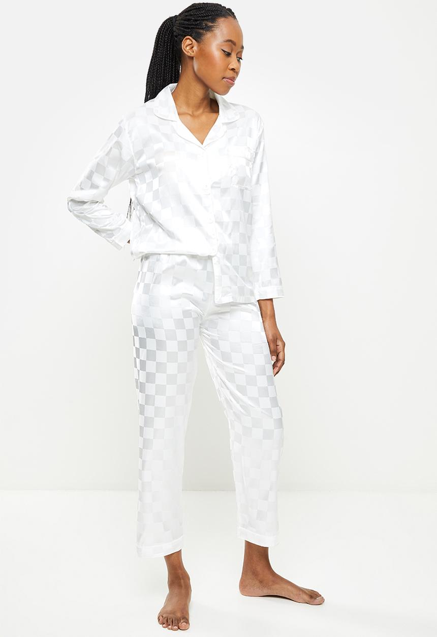 dailyfriday - Textured satin sleep set - white