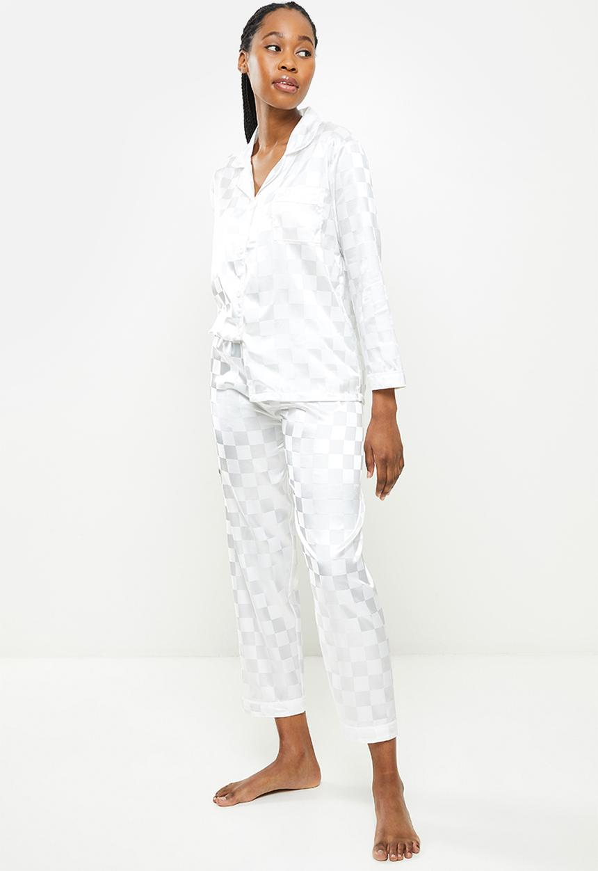 dailyfriday - Textured satin sleep set - white