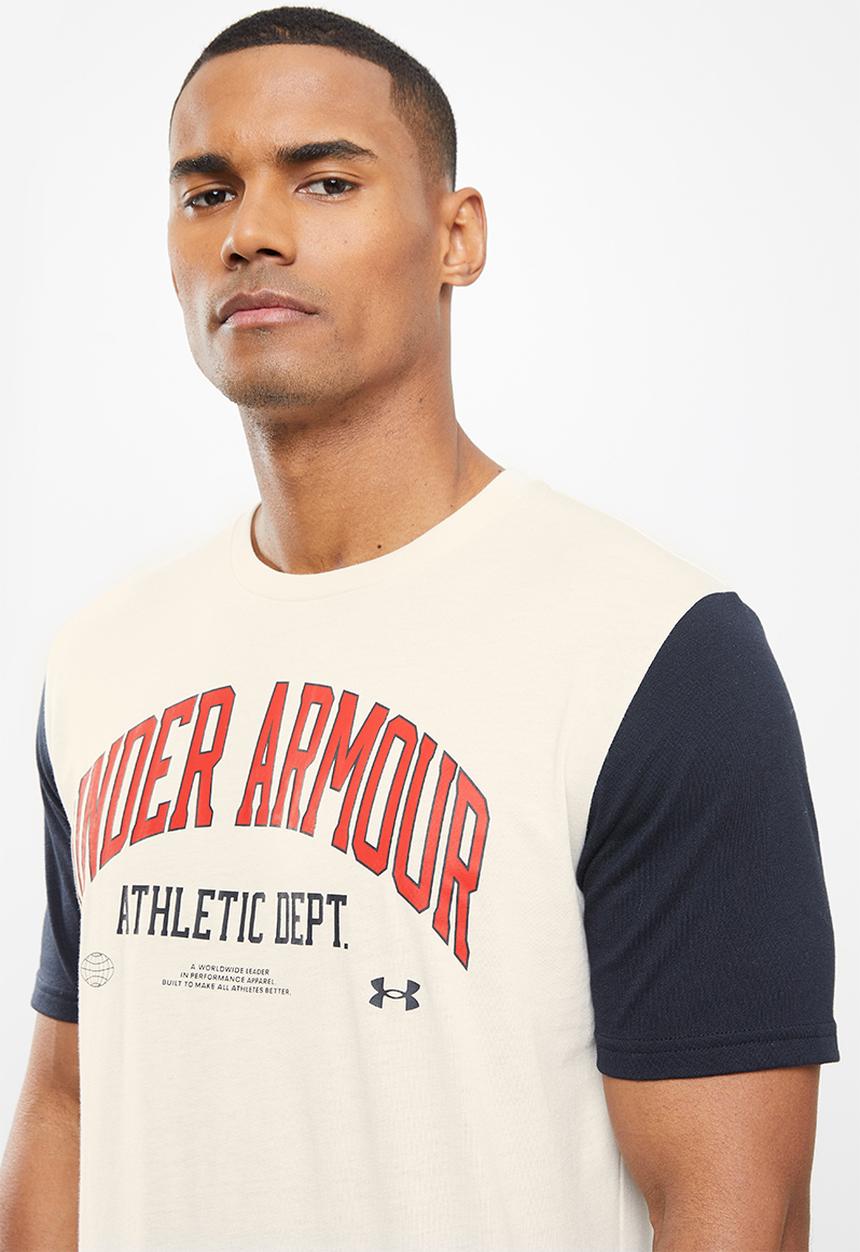 Under Armour - UA Athletic Department Colourblock SS Tee -  stone & red