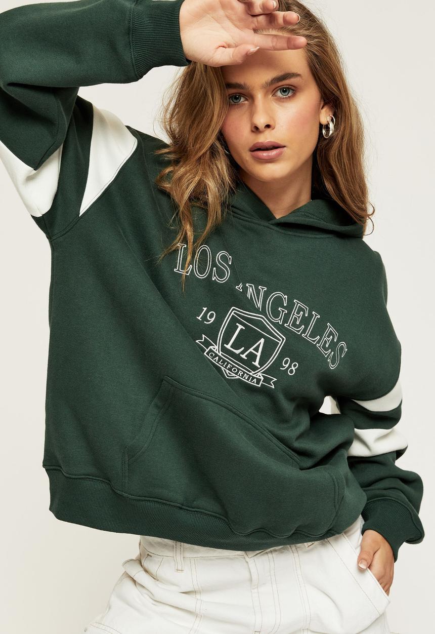 Supré  - Paige oversized printed hoodie - amazon green los angeles