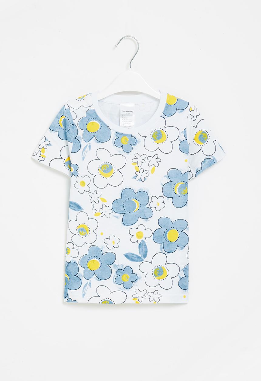 Pop Candy - Printed tee - white & blue