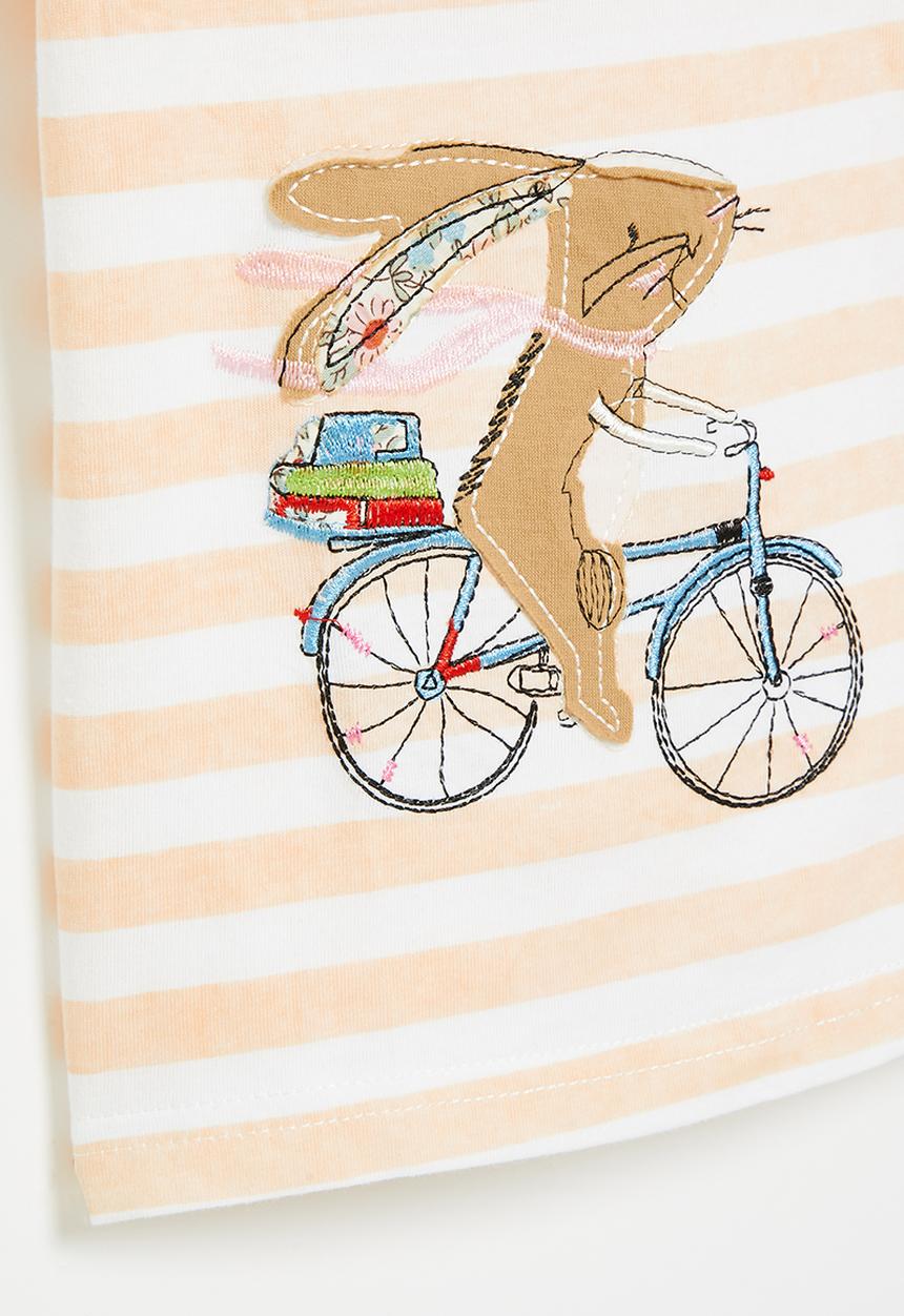 Pop Candy - Stripe tee - peach & white