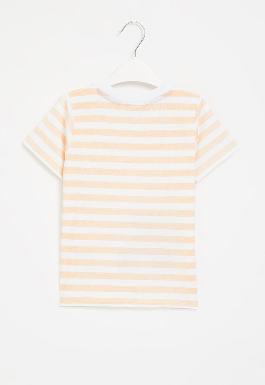 Pop Candy - Stripe tee - peach & white