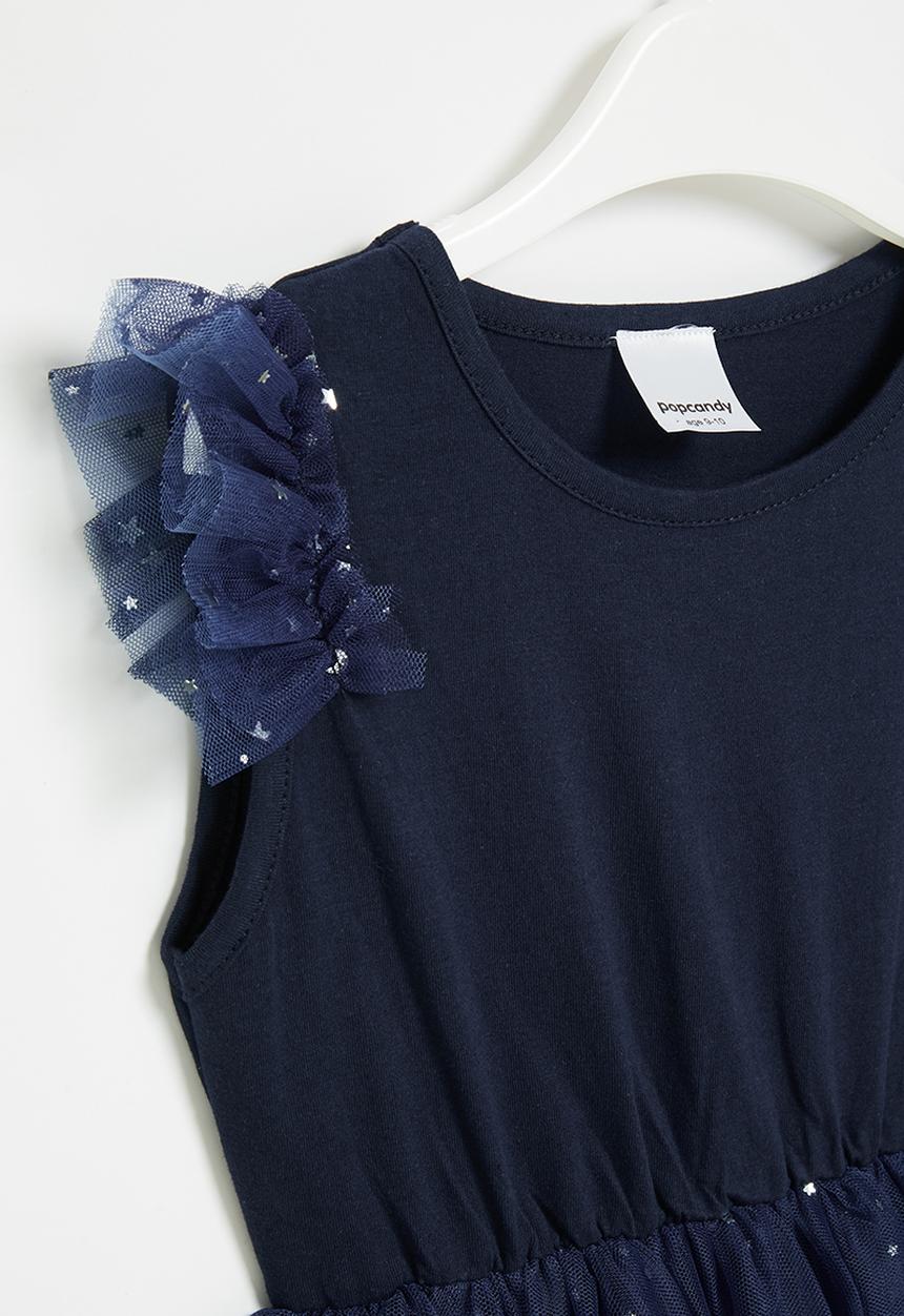 Pop Candy - Girls star mesh dress - navy