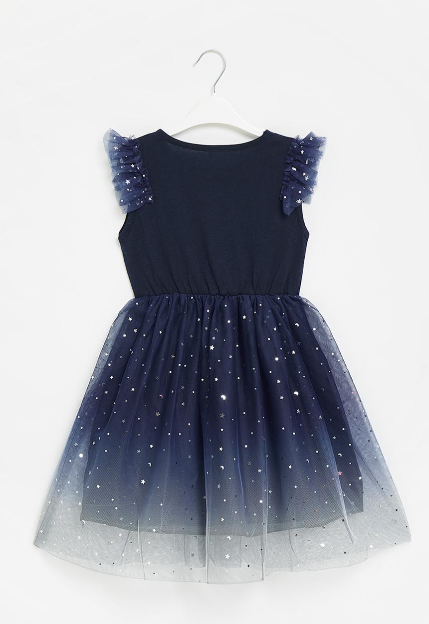 Pop Candy - Girls star mesh dress - navy