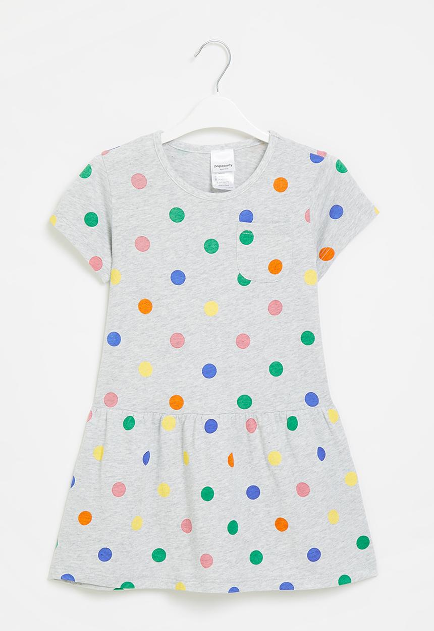 Pop Candy - Girls polka dot dress - grey