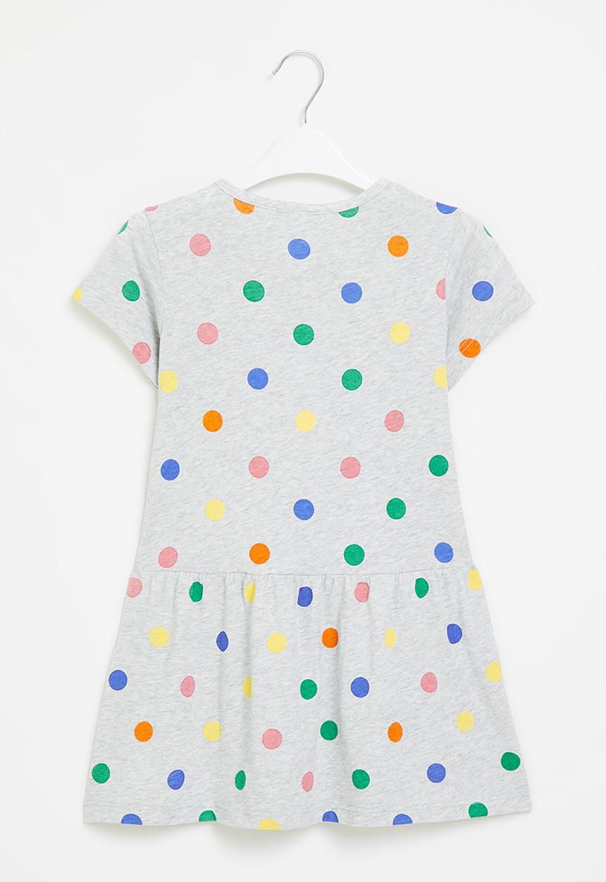 Pop Candy - Girls polka dot dress - grey