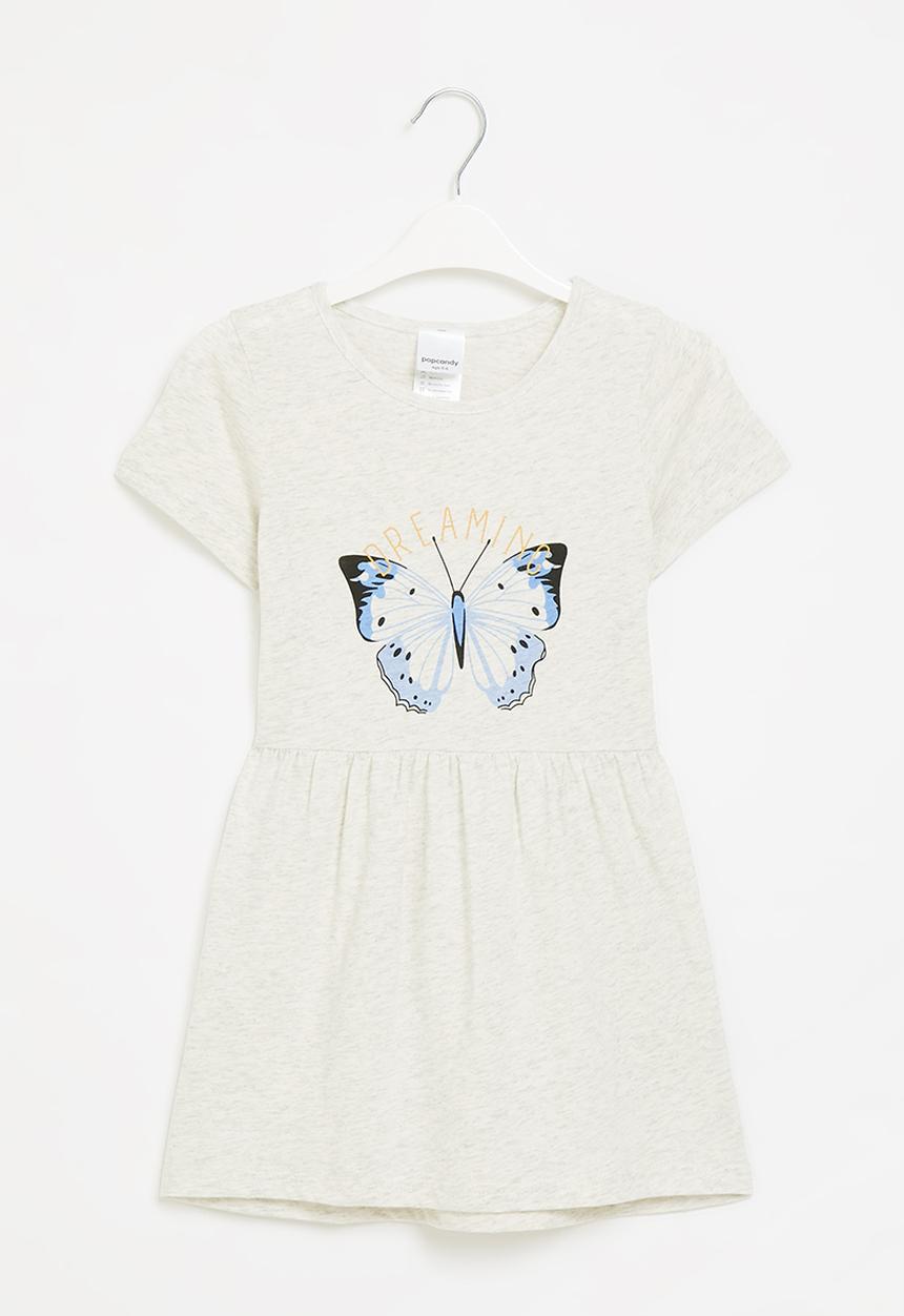Pop Candy - Girls butterfly dress - grey