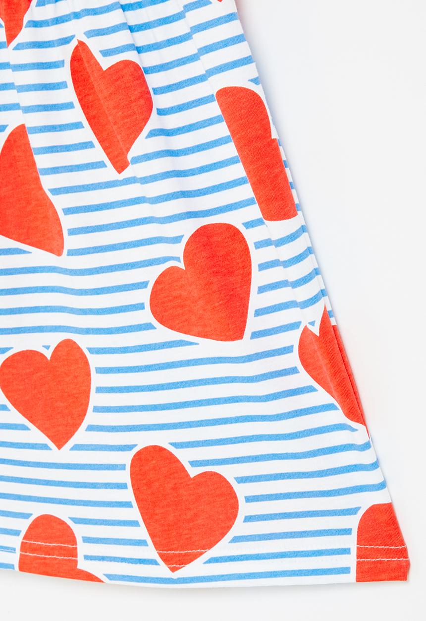 Pop Candy - Girls hearts & stripe dress - blue & red