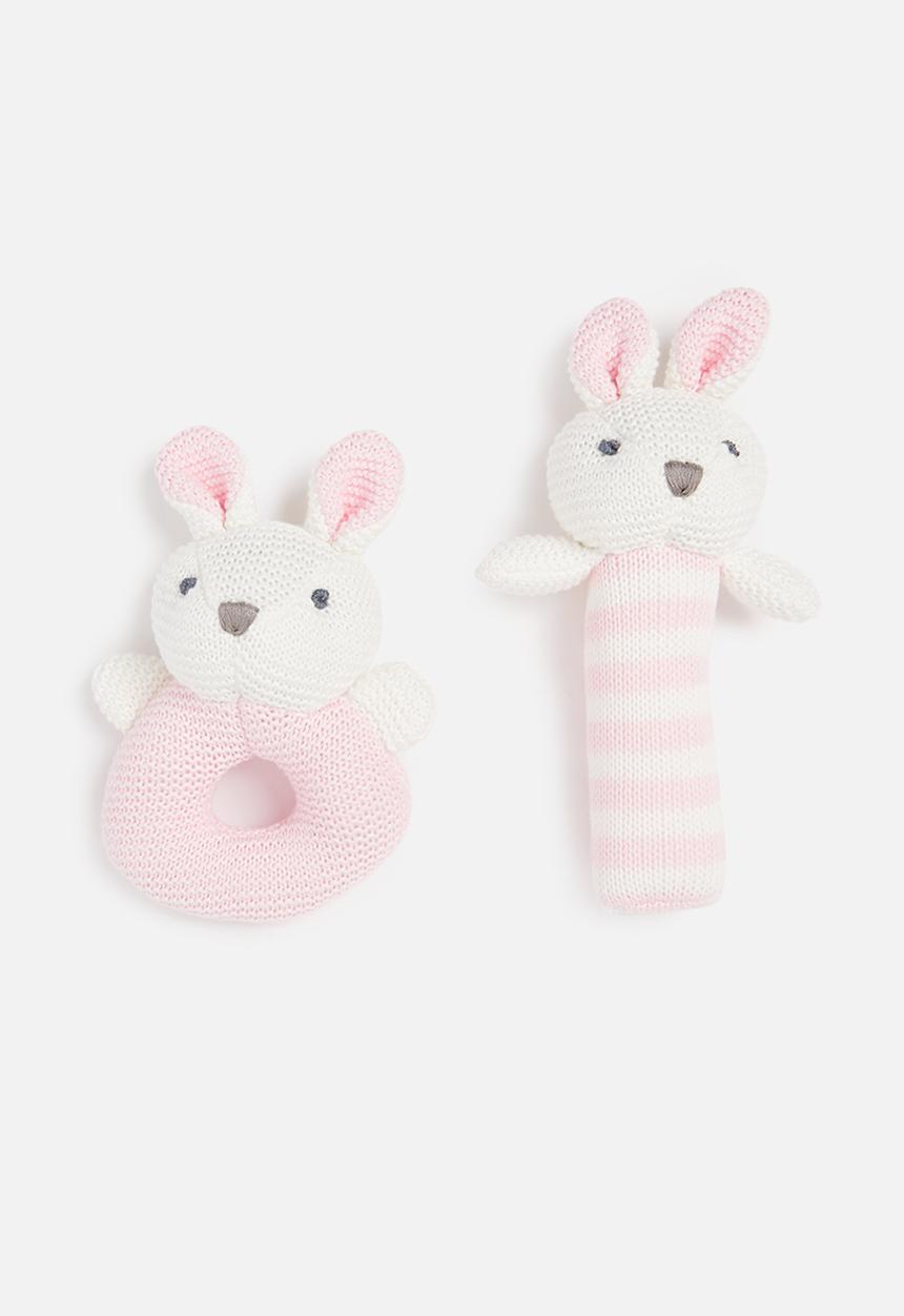 Pop Candy - Baby soft toy - pink &n white 