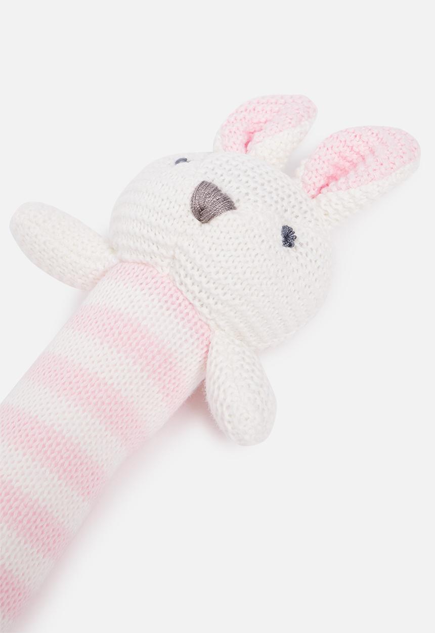 Pop Candy - Baby soft toy - pink &n white 