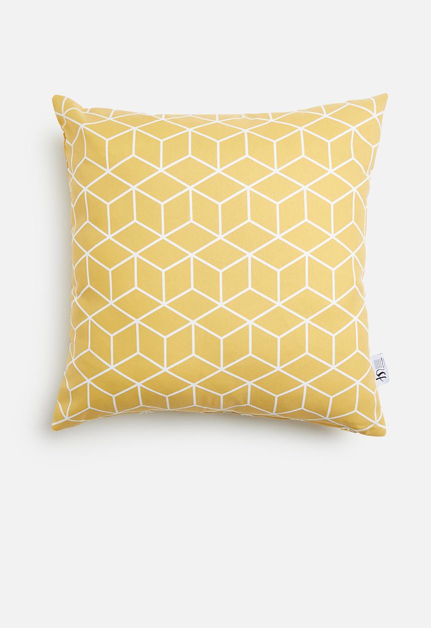 Sixth Floor - Cube geo cushion cover - mustard