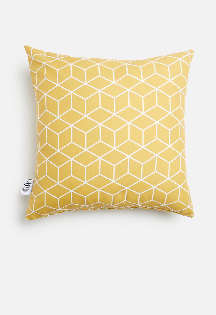 Sixth Floor - Cube geo cushion cover - mustard